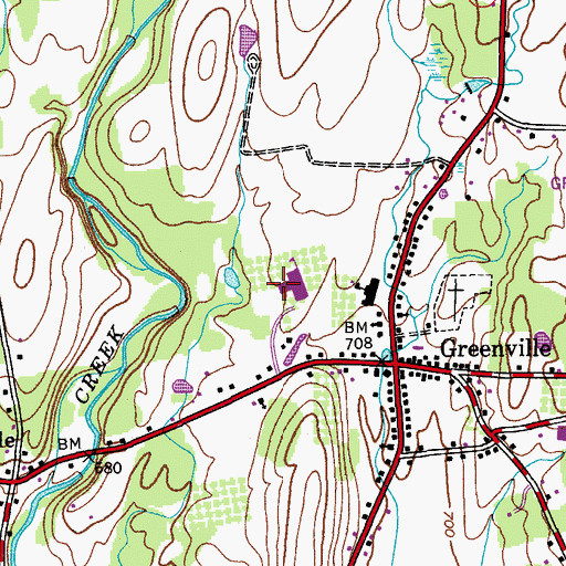 Topographic Map of Greenville Middle School, NY
