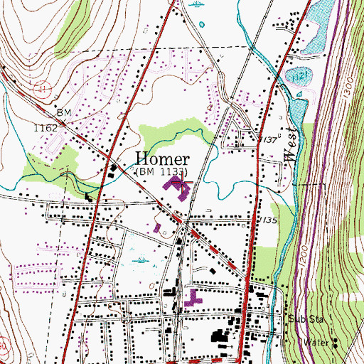 Topographic Map of Homer Intermediate School, NY