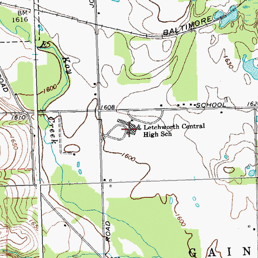 Topographic Map of Letchworth Middle School, NY