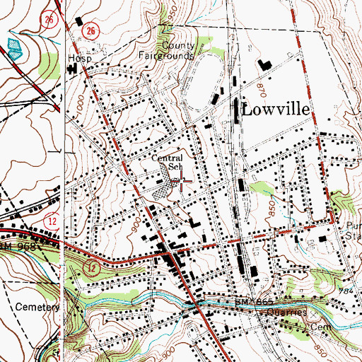 Topographic Map of Lowville Middle School, NY