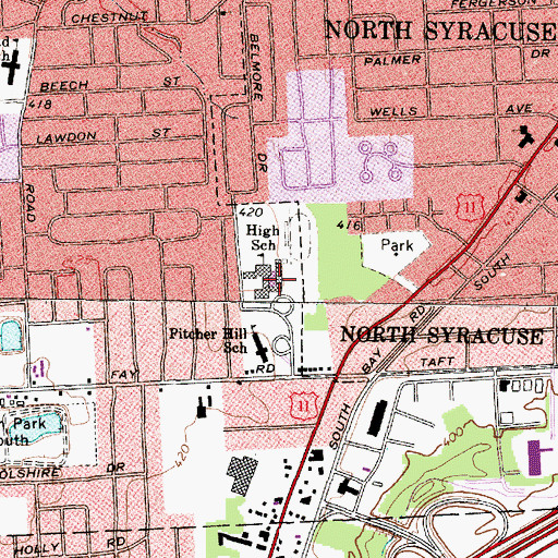 Topographic Map of North Syracuse Junior High School, NY