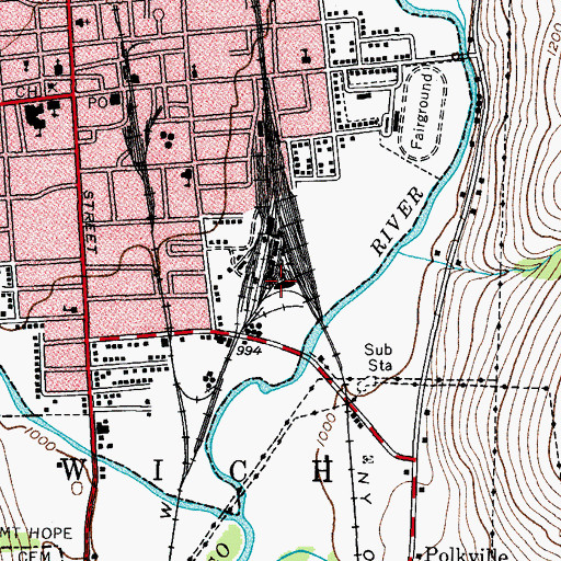 Topographic Map of Norwich Middle School, NY