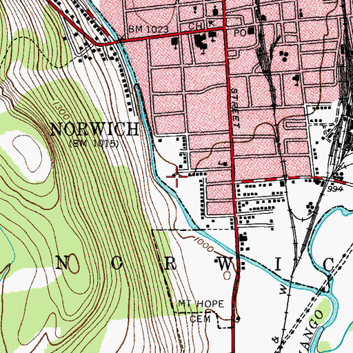Topographic Map of Perry Browne Intermediate School, NY