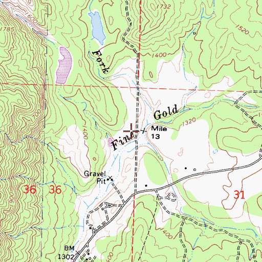 Topographic Map of Little Fine Gold Creek, CA