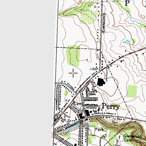 Topographic Map of Perry Middle School, NY