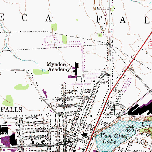 Topographic Map of Seneca Falls Middle School, NY