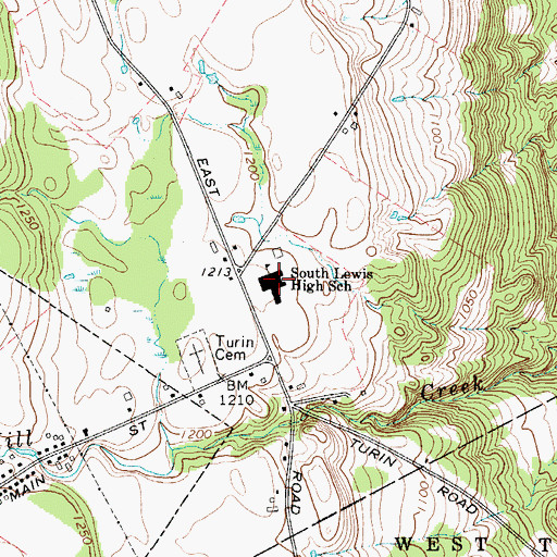 Topographic Map of South Lewis Middle School, NY