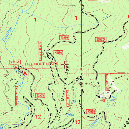 Topographic Map of Little Glazer Ridge, CA