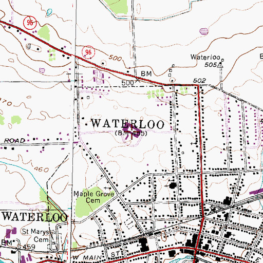 Topographic Map of Waterloo Middle School, NY