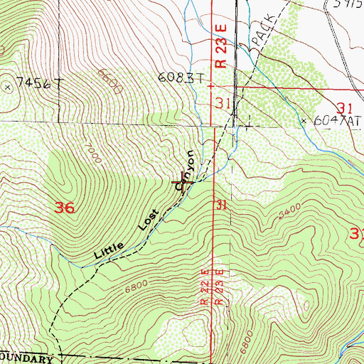 Topographic Map of Little Lost Canyon, CA