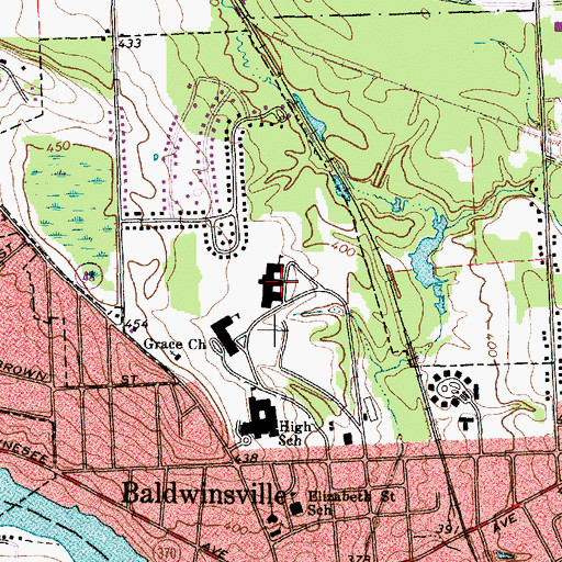 Topographic Map of Charles W Baker High School, NY