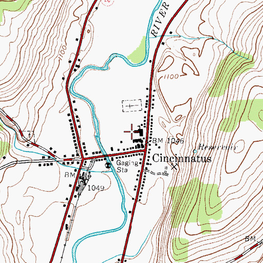 Topographic Map of Cincinnatus High School, NY