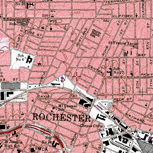 Topographic Map of Doctor Freddie Thomas High School, NY