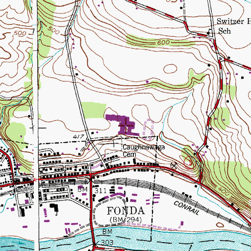 Topographic Map of Fonda - Fultonville Senior High School, NY