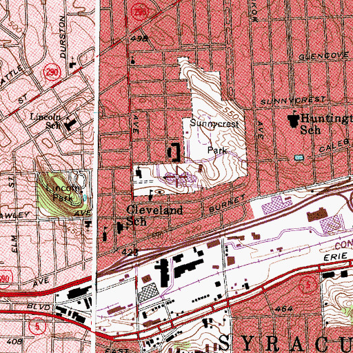 Topographic Map of Henninger High School, NY