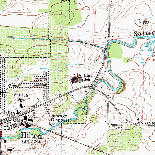 Topographic Map of Hilton High School, NY