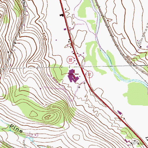 Topographic Map of Hoosick Falls High School, NY