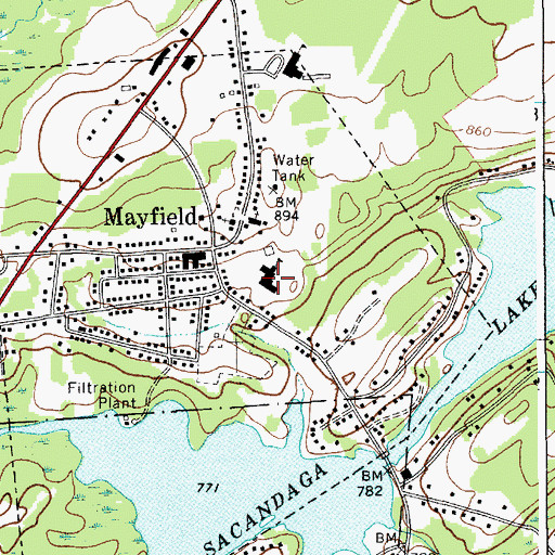 Topographic Map of Mayfield High School, NY