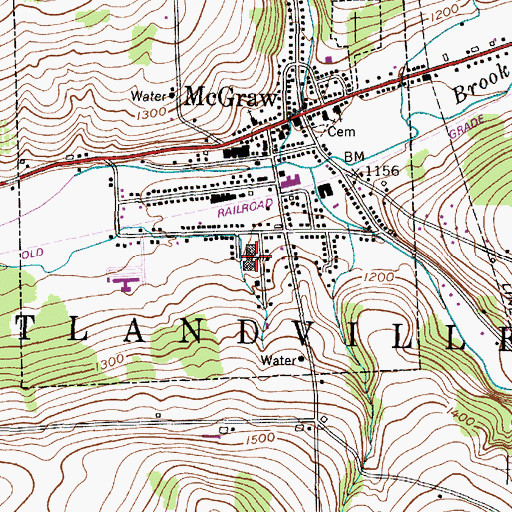 Topographic Map of McGraw High School, NY