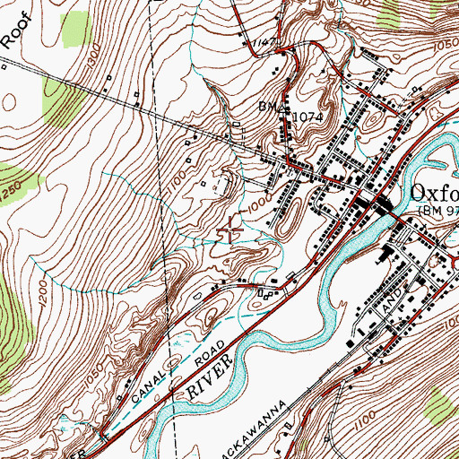 Topographic Map of Oxford Academy High School, NY