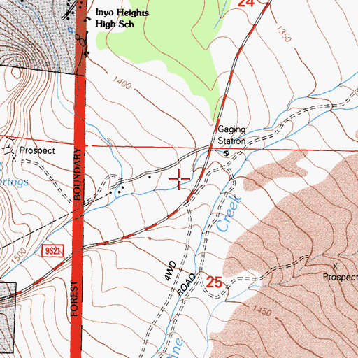 Topographic Map of Little Pine Creek, CA