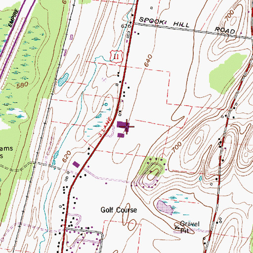 Topographic Map of South Jefferson High School, NY