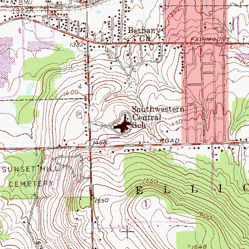 Topographic Map of Southwestern High School, NY