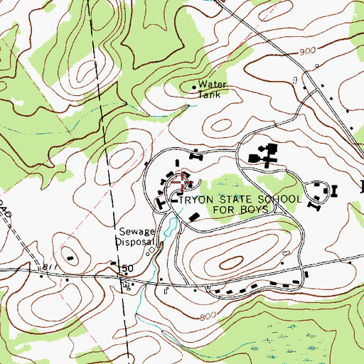Topographic Map of Tryon Secure Center for Girls, NY