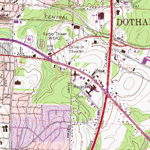 Topographic Map of HealthSouth Rehabilitation Hospital, AL