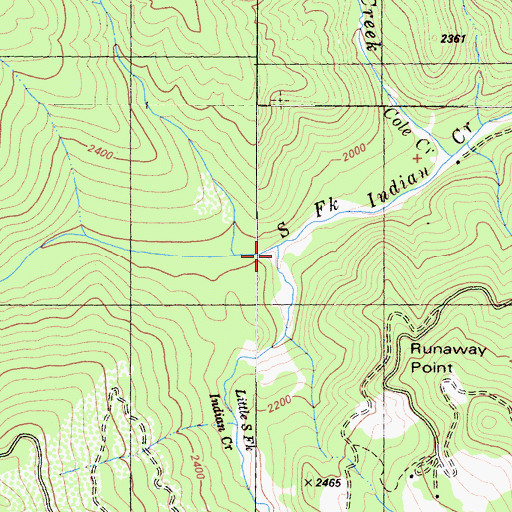 Topographic Map of Little South Fork Indian Creek, CA