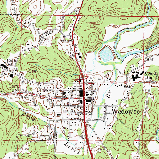 Topographic Map of Wedowee Hospital and Clinic, AL
