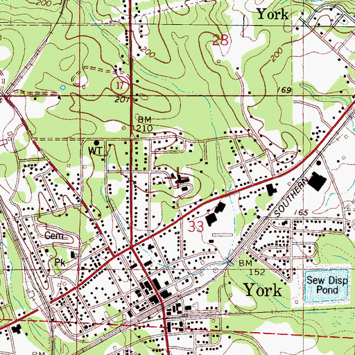 Topographic Map of Hill Hospital of Sumter County, AL
