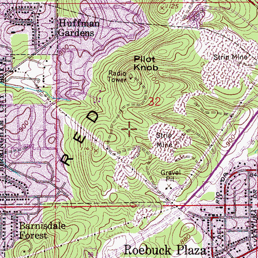 Topographic Map of Noland Long Term Hospital of Birmingham, AL