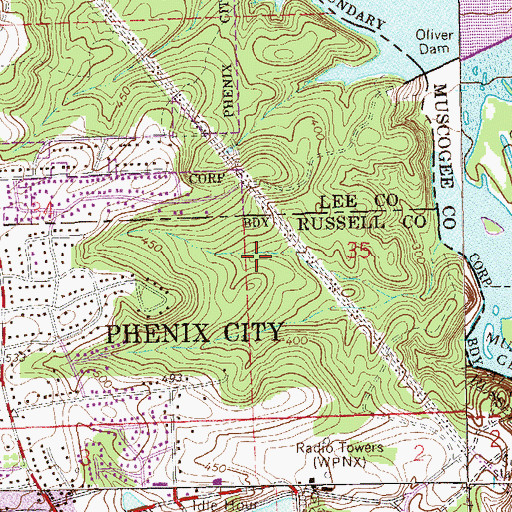 Topographic Map of Jack Hughston Memorial Hospital, AL