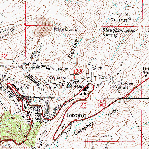 Topographic Map of Jerome Wastewater Treatment Plant, AZ