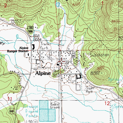 Topographic Map of Alpine Public Library, AZ