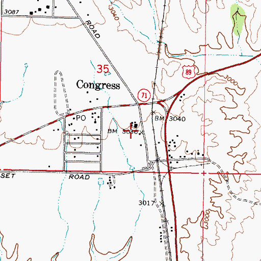 Topographic Map of Congress Public Library, AZ