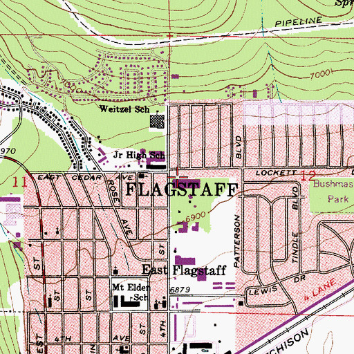 Topographic Map of East Flagstaff Community Library, AZ