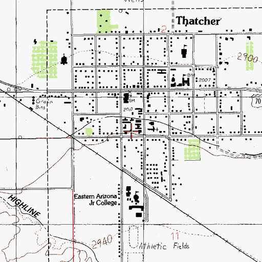 Topographic Map of Eastern Arizona College Thatcher Campus Alumni Library, AZ