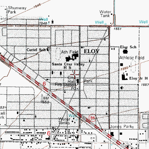 Topographic Map of Eloy Public Library, AZ