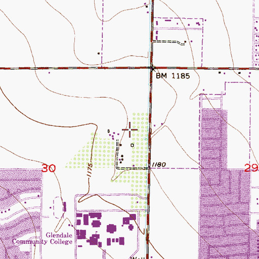 Topographic Map of Glendale Public Library Main Branch, AZ