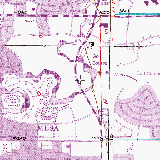 Topographic Map of Mesa Library Dobson Ranch Branch, AZ