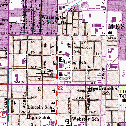 Topographic Map of Mesa Library Main Branch, AZ