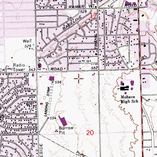 Topographic Map of Mohave County Library District Bullhead City Branch, AZ