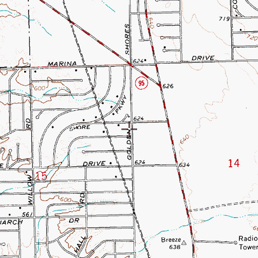 Topographic Map of Mohave County Library District Golden Shores Community Library, AZ