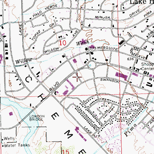 Topographic Map of Mohave County Library District Lake Havasu City Branch, AZ