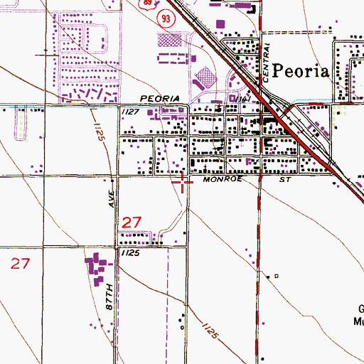 Topographic Map of Peoria Public Library Main Branch, AZ