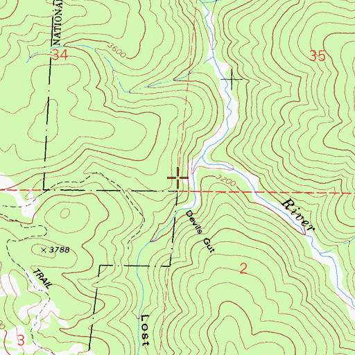 Topographic Map of Lost Canyon, CA