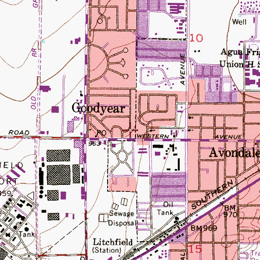 Topographic Map of Sam Garcia Western Avenue Library, AZ