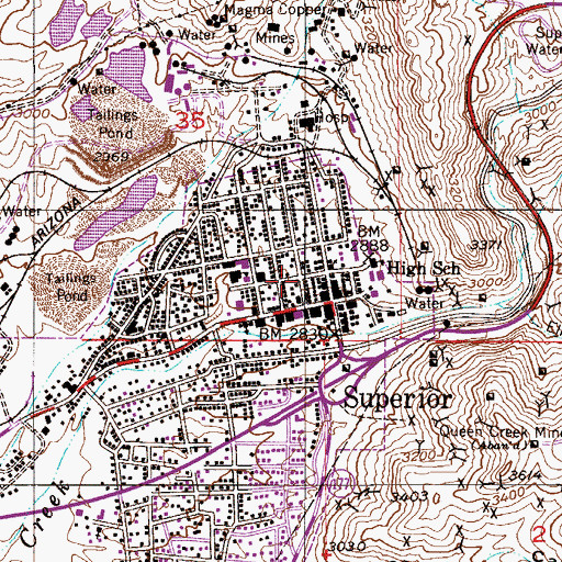 Topographic Map of Superior Public Library, AZ